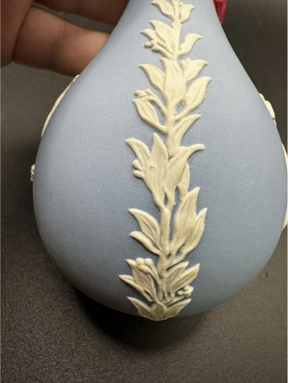 Wedgwood Jasperware Blue Bud Vase - 5” Cherubs